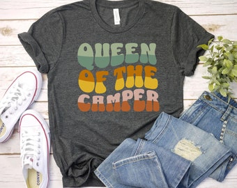 Funny Camping Shirt – Queen of the Camper Tee – RV Travel Gift for Women