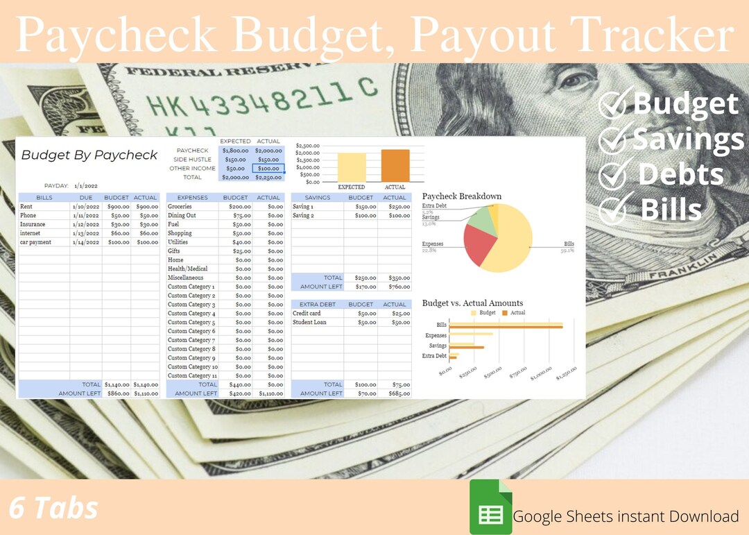 Paycheck Payout Tracker for Ultimate Organization and Money Etsy