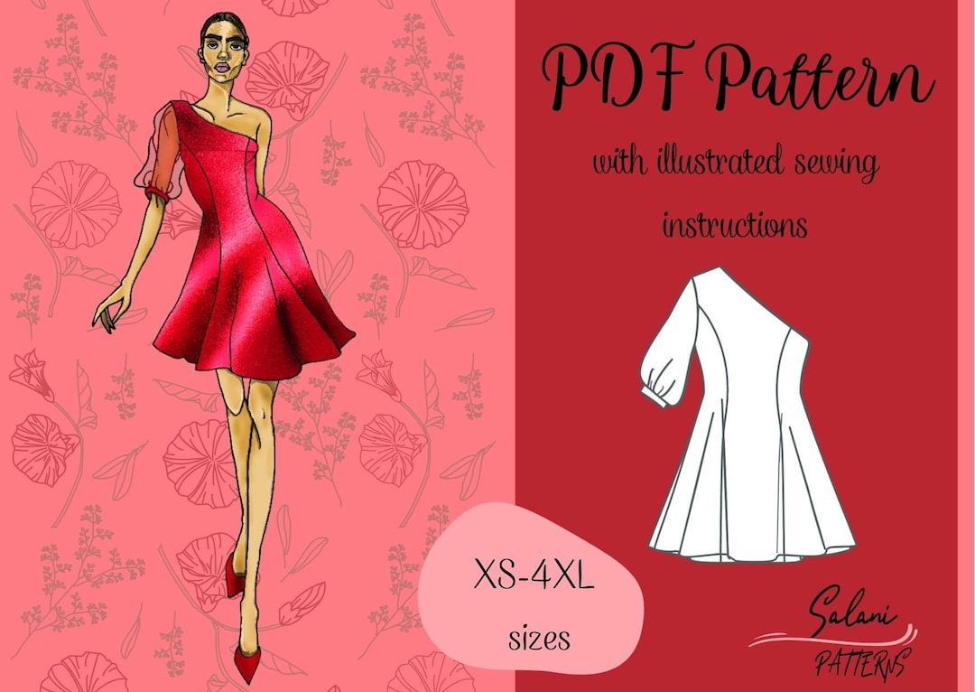 Dress Pattern PDF Sewing Patterninstant Download Printable Etsy