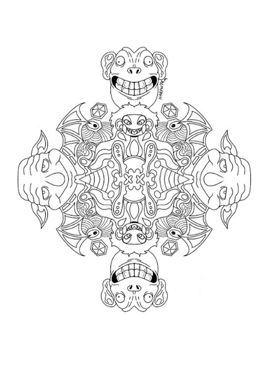 Monster Mandala Printable Coloring Pages Set 1 - Etsy
