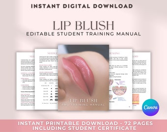 Lip Blush & Lip Neutralization Training Manual for students and academies | PMU Training, Lip Blushing - Editable in Canva and Printable