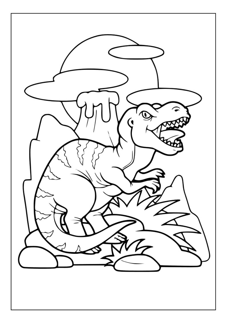 Printable T-rex Coloring Pages for Kids and Adults 100 Pages Instant ...