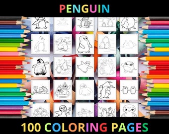Printable Penguin Coloring Pages for Kids and Adults | 100 Pages Instant Digital Download PDF | Printable Cute Baby Penguins Coloring Sheets