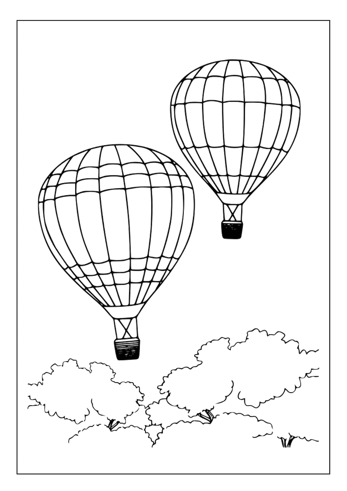 Printable Hot Air Balloons Coloring Pages for Kids & Adults 35 Pages ...
