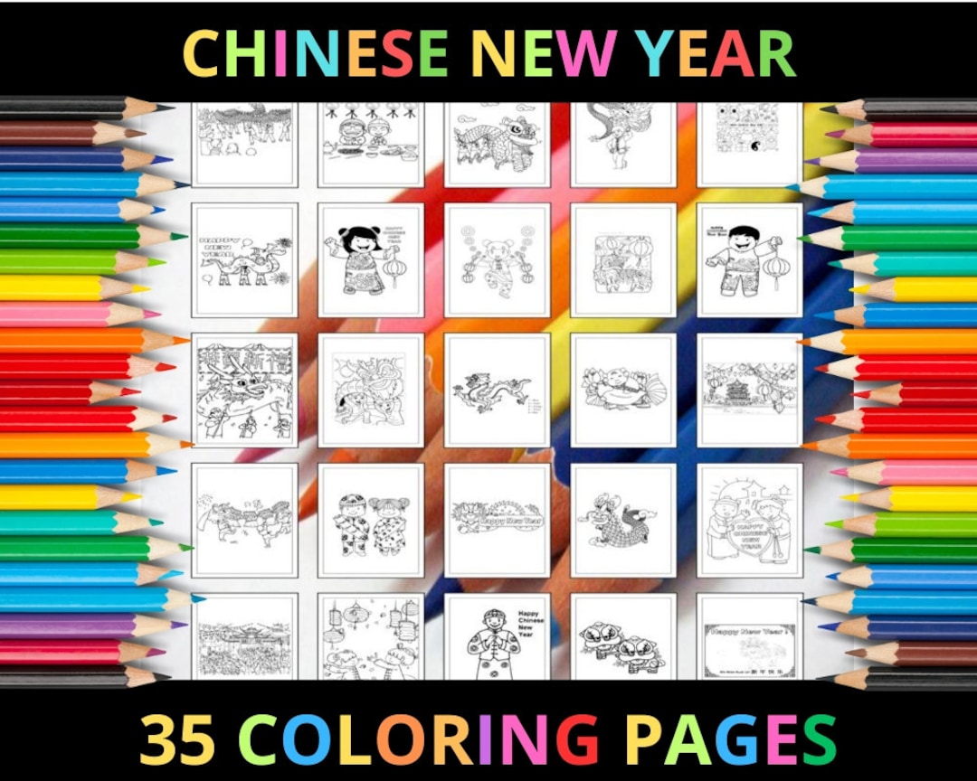 Printable Chinese New Year Coloring Pages for Kids and Adults - Etsy