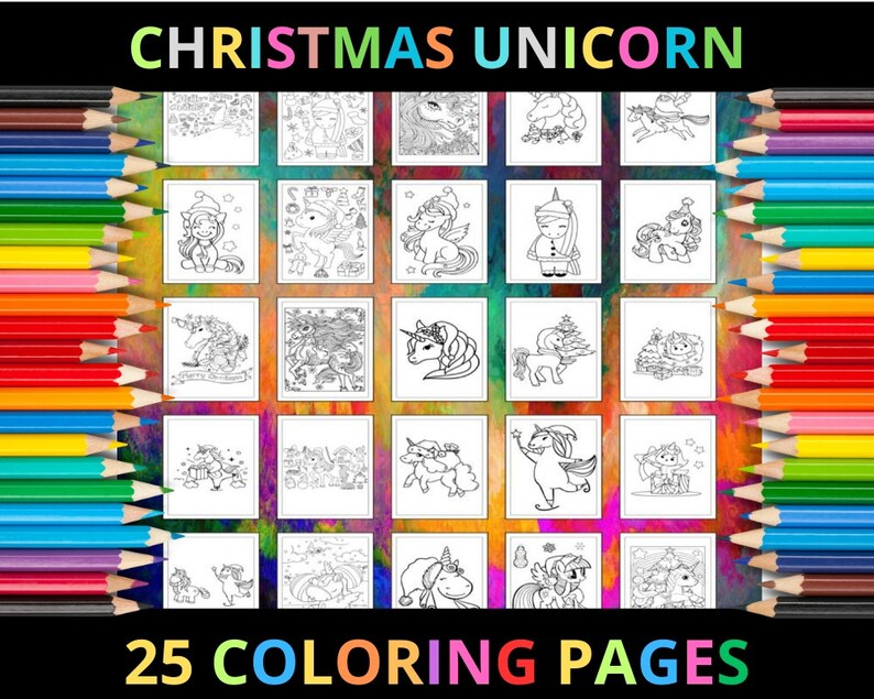 Printable Christmas Unicorn Coloring Pages for Kids and Adults | 25 ...