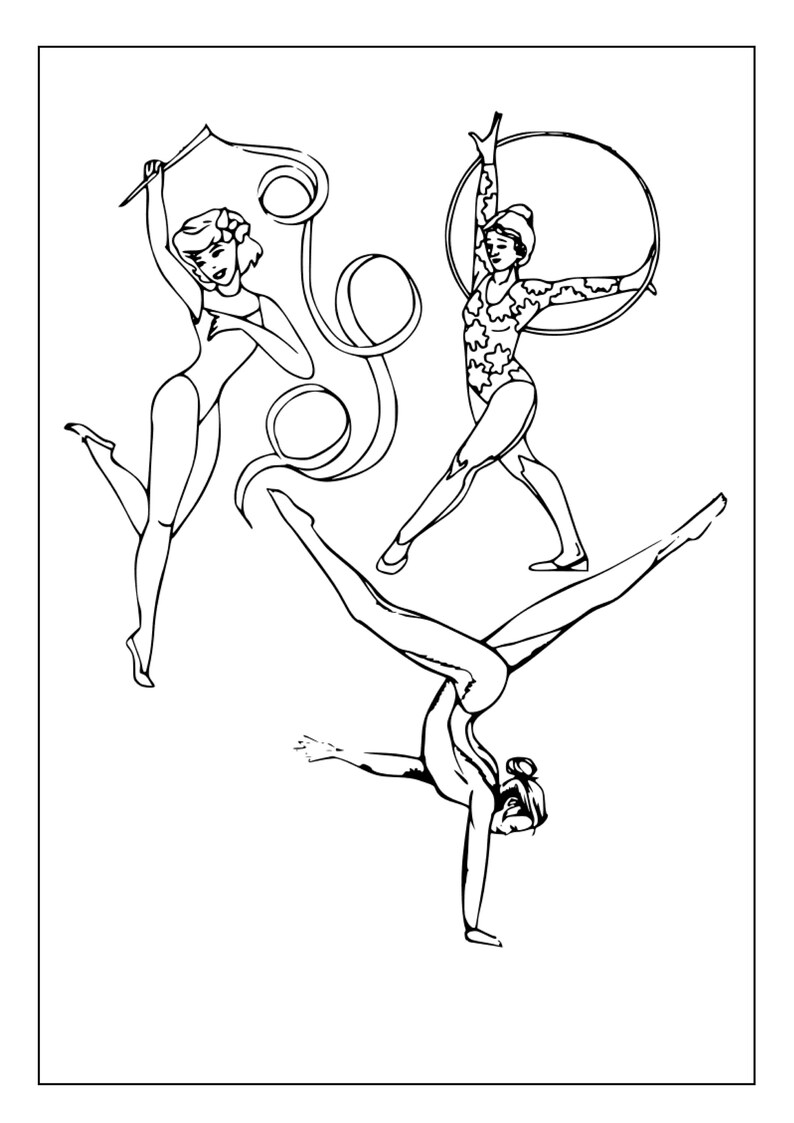 Printable Gymnastics Coloring Pages for Kids and Adults | 100 Pages | Instant Digital Download ...