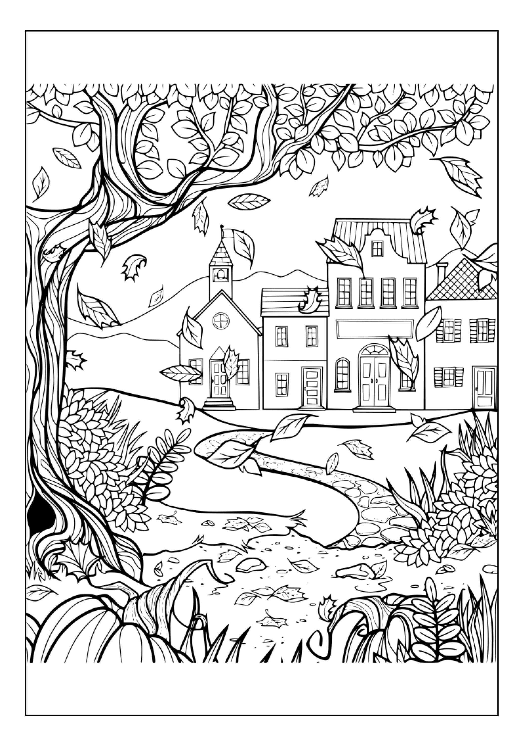 Printable Scenery Coloring Pages for Kids and Adults 50 Pages