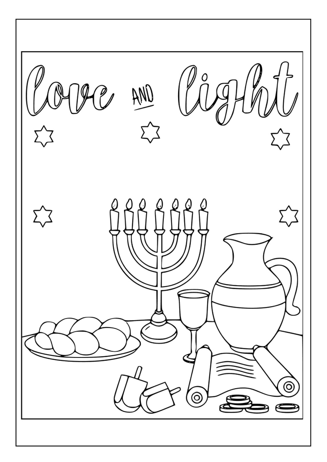 Printable Hanukkah Coloring Pages for Kids & Adults | 90 Pages | Instant Digital Download PDF ...