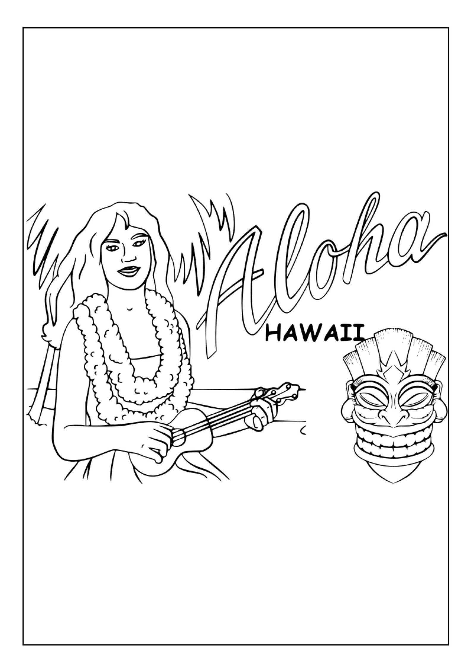 Printable Hawaii Coloring Pages for Kids & Adults 65 Pages Instant