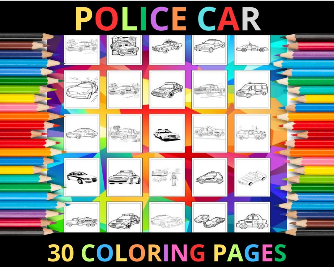 Printable Police Car Coloring Pages for Kids and Adults | 30 Pages