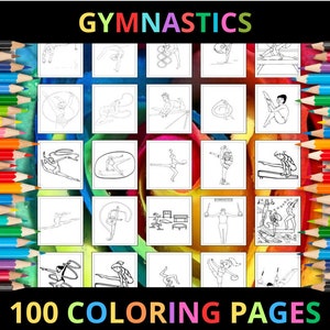 Printable Gymnastics Coloring Pages for Kids and Adults | 100 Pages | Instant Digital Download | PDF | Printable Cute Coloring Sheets