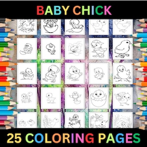 Printable Baby Chick Coloring Pages for Kids & Adults | 25 Pages | Instant Digital Download PDF | Cute Chicks Animal Bird Coloring Sheets