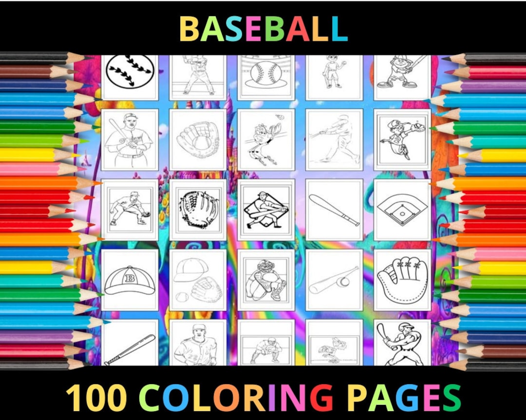 100 Baseball Coloring Pages: Kids & Adults (digital Download) - Etsy