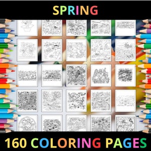 Printable Spring Coloring Pages for Kids and Adults | 160 Pages | Instant Digital Download | PDF | Printable Cute Coloring Sheets Collection