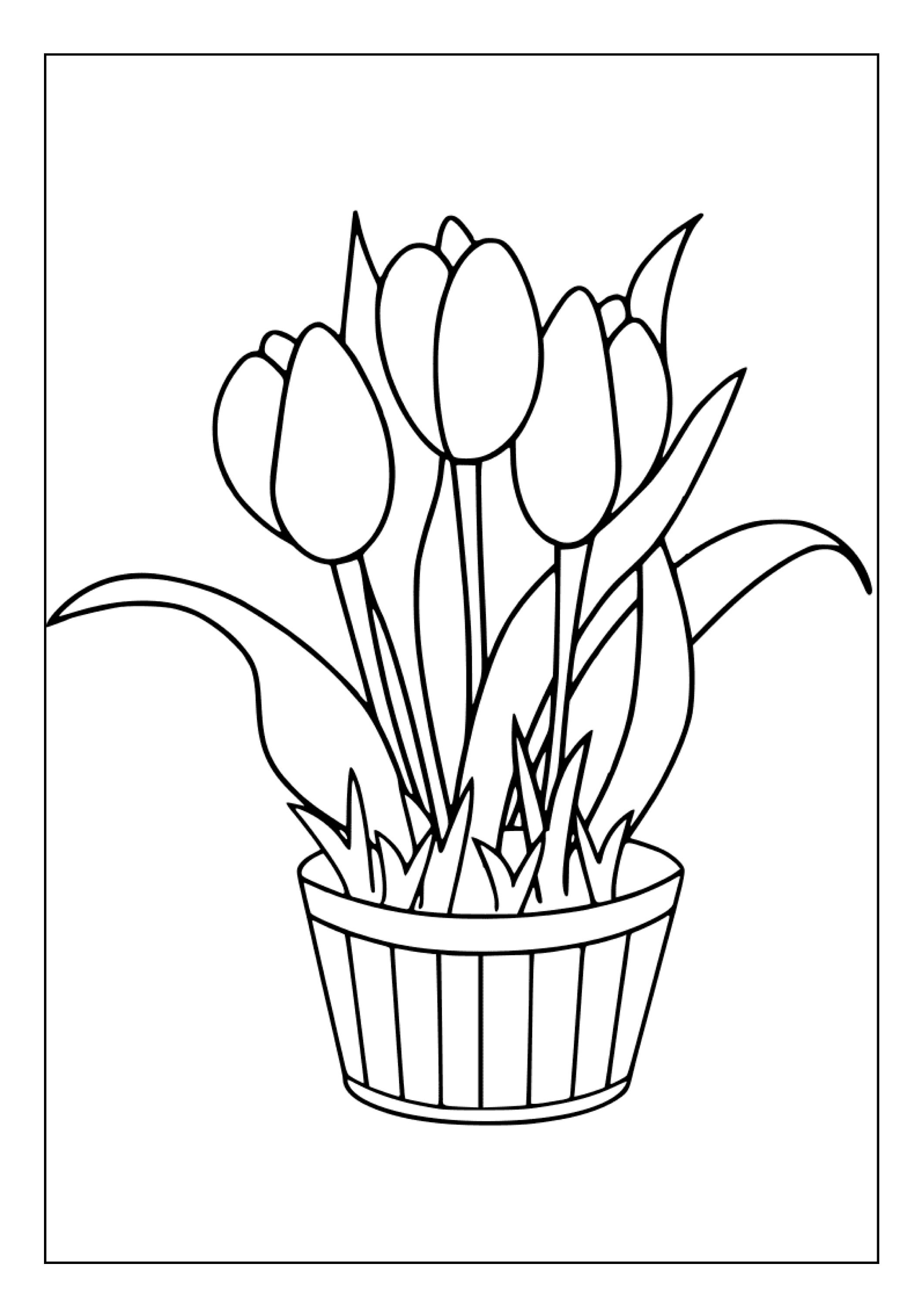Printable Tulip Coloring Pages for Kids and Adults | 35 Pages | Instant ...
