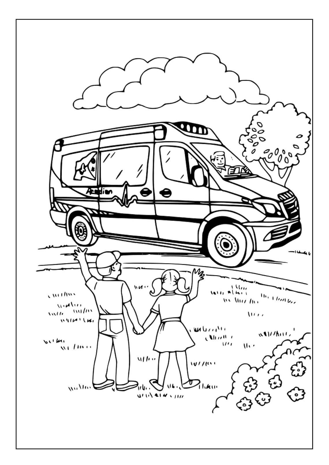 Krankenwagen Ausmalbilder: Spaß und Entspannung für Groß und Klein – Kostenlos zum Ausdrucken!