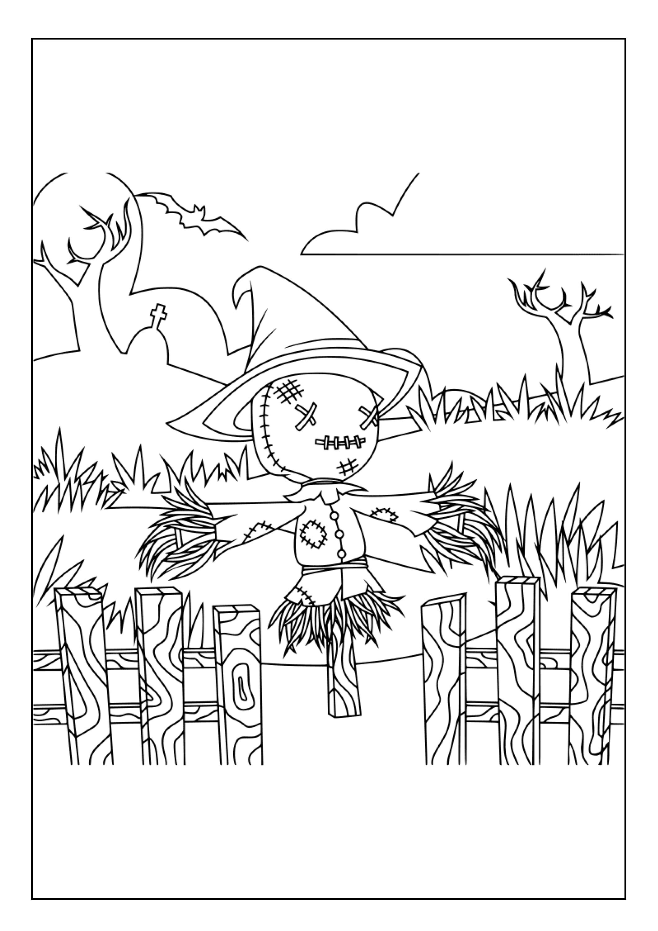 Printable Scarecrow Coloring Pages for Kids &amp; Adults | 90 Pages ...