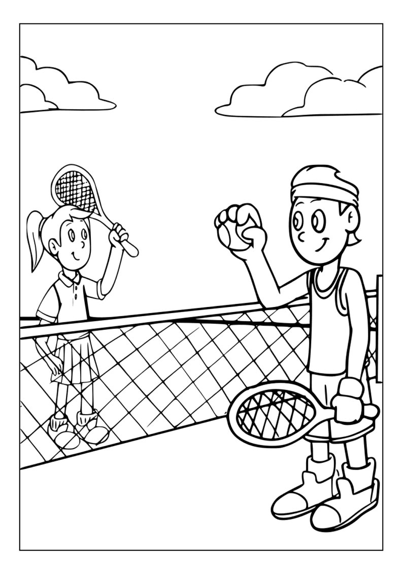 Printable Tennis Coloring Pages for Kids & Adults | 70 Pages | Instant ...