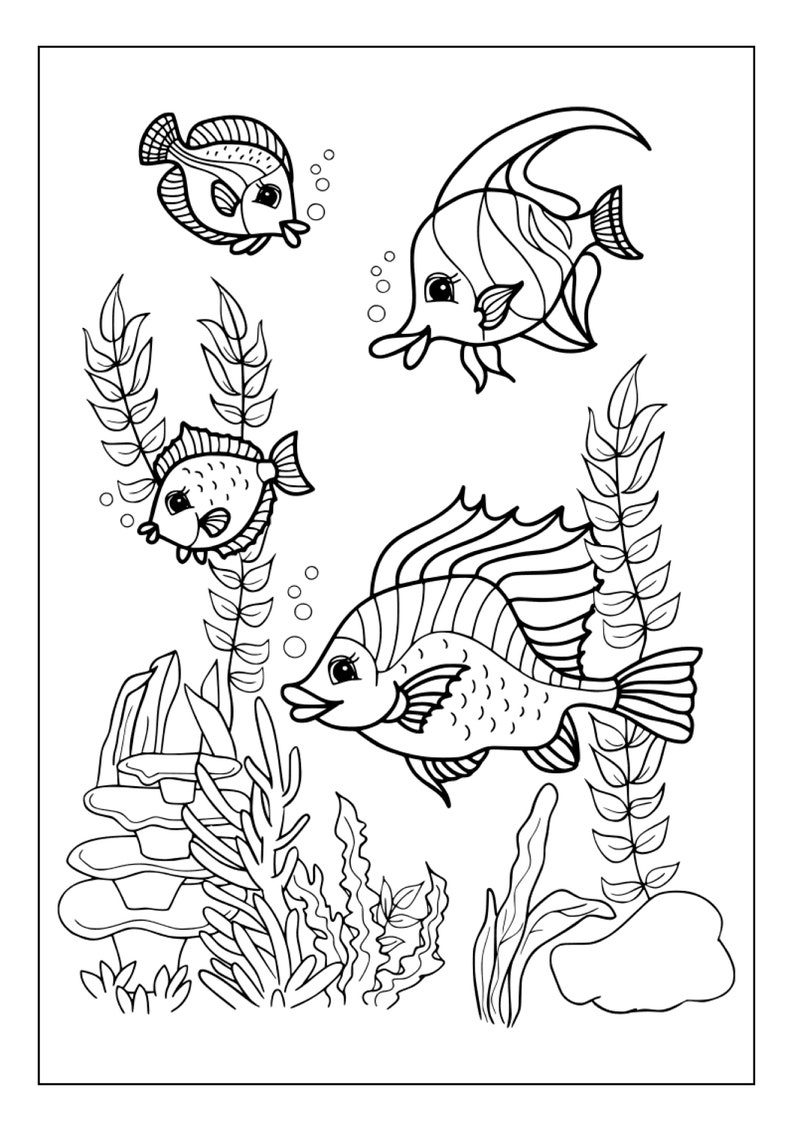 Printable Fish Coloring Pages for Kids and Adults 75 Pages Etsy