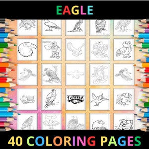 Printable Eagle Coloring Pages for Kids and Adults | 40 Pages | Instant Digital Download | PDF | Printable Cute Coloring Sheets Collection