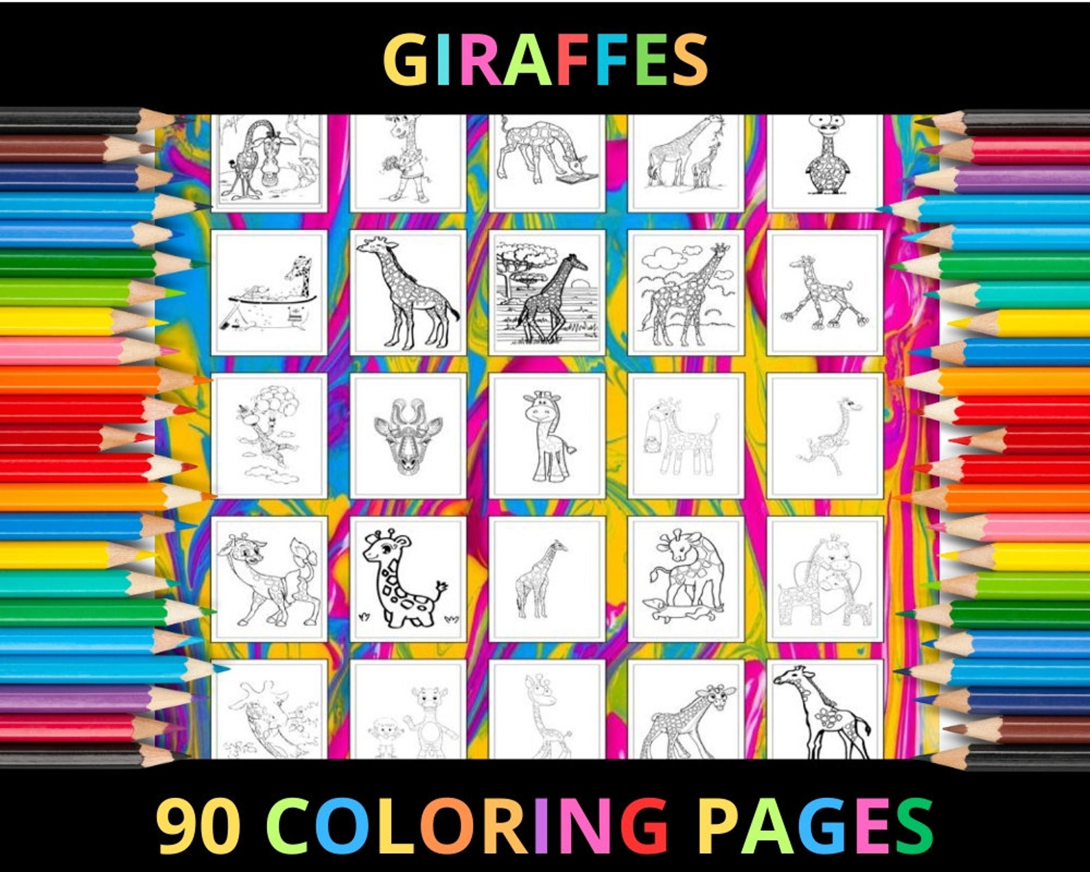 Printable Giraffes Coloring Pages for Kids and Adults | 90 Pages ...