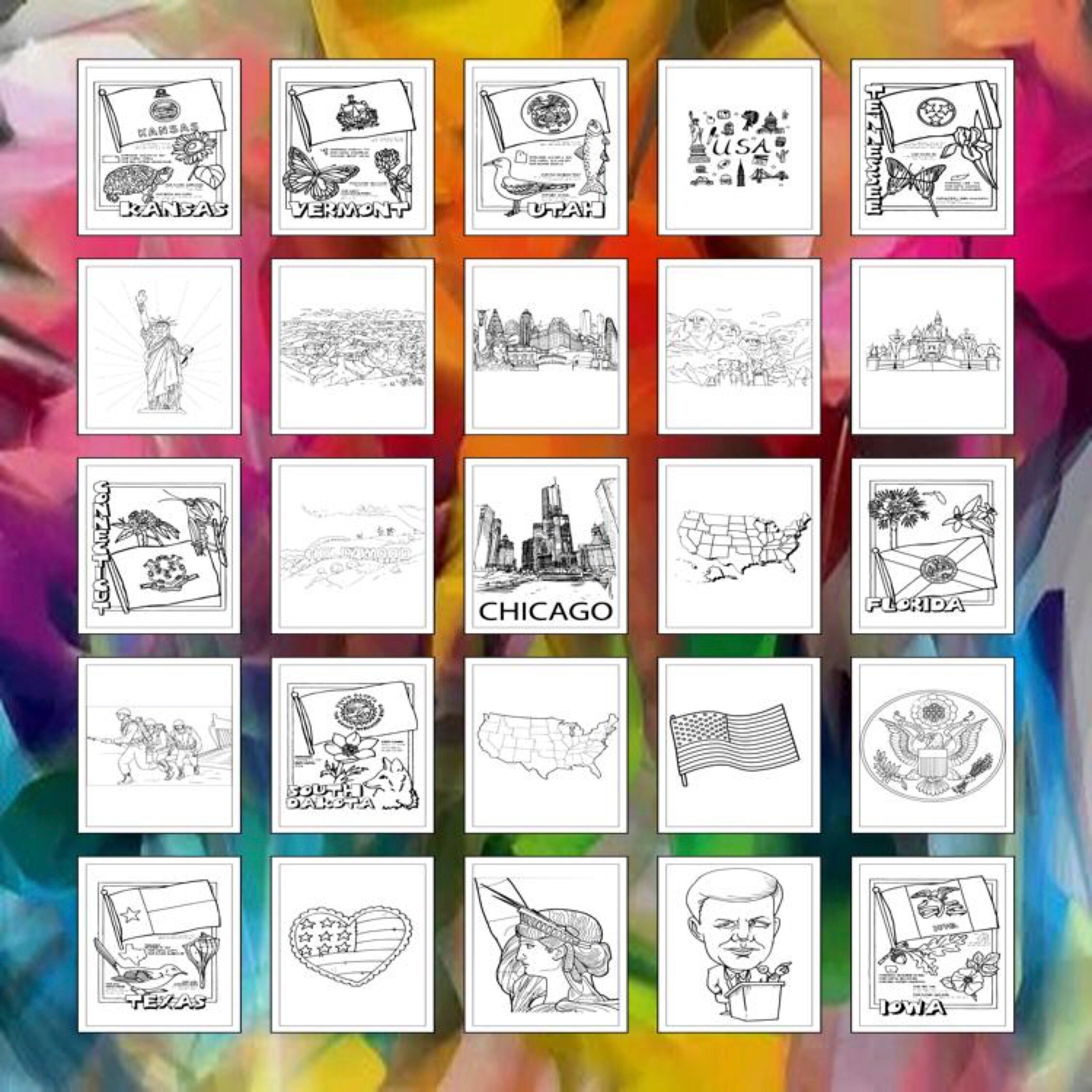 Printable United States Coloring Pages for Kids and Adults 85 Etsy