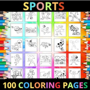 Printable Sports Coloring Pages for Kids and Adults | 100 Pages | Instant Digital Download | PDF | Printable Cute Coloring Sheets Collection