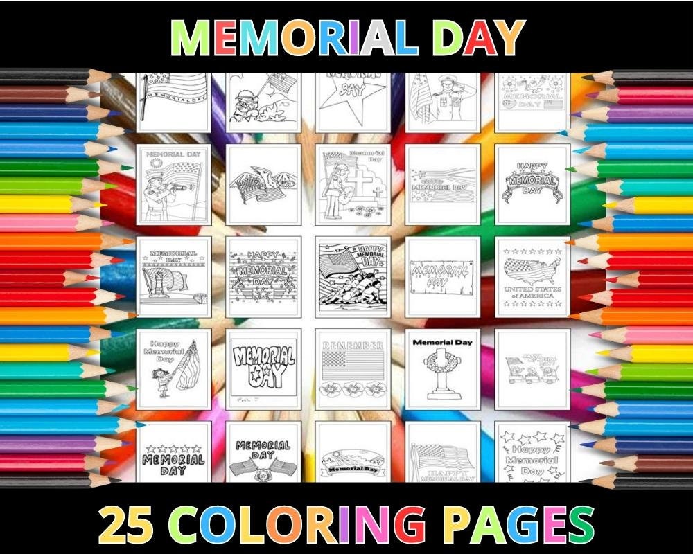 Printable Memorial Day Coloring Pages for Kids & Adults | 25 Pages | Instant Digital Download | Printable Remembrance Art Coloring Sheets