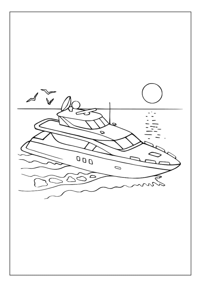 Printable Boat Coloring Pages for Kids and Adults | 100 Pages | Instant ...