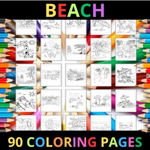 Ausmalbilder Strand zum Ausdrucken für Kinder und Erwachsene | 90 Seiten | Sofortiger digitaler Download | PDF | Druckbare Malvorlagen Sammlung