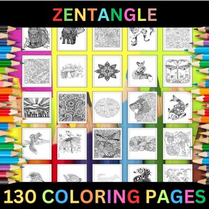 Printable Zentangle Coloring Pages for Kids and Adults | 130 Pages | Instant Digital Download | PDF | Printable Coloring Sheets Collection