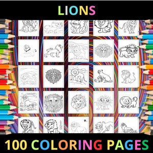 Printable Lions Coloring Pages for Kids and Adults | 100 Pages | Instant Digital Download PDF | Cute Baby Lions Coloring Sheets Collection