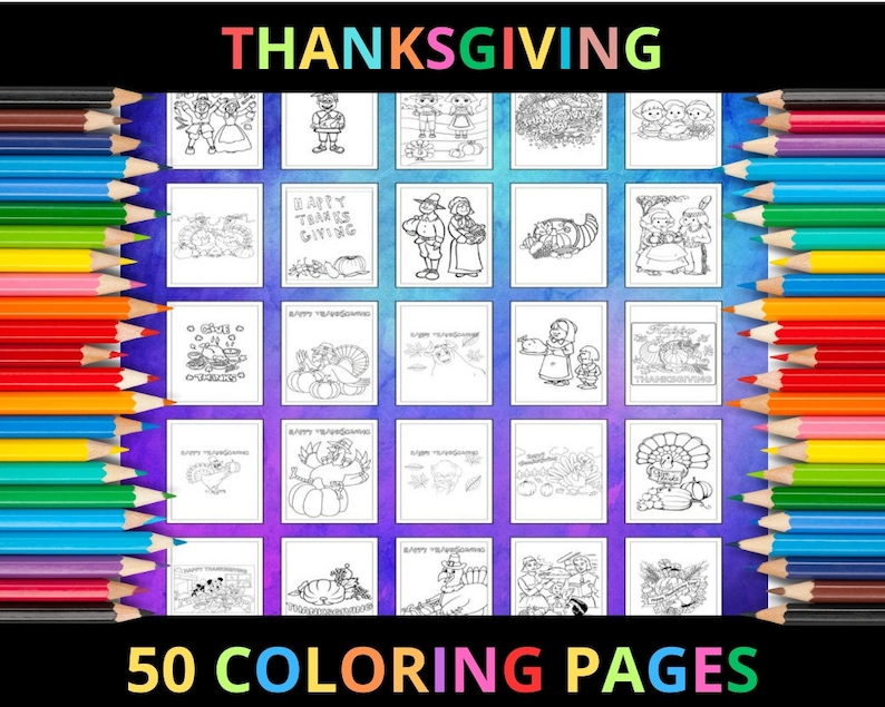 Printable Thanksgiving Coloring Pages for Kids and Adults | 50 Pages ...