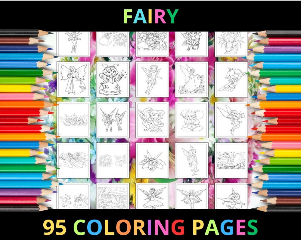 Printable Fairy Coloring Pages for Kids and Adults | 95 Pages | Instant ...