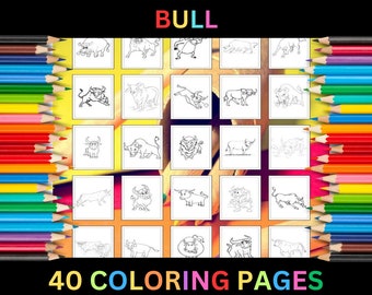 10 Bull Coloring Pages for Teens & Adults A4 Printable Animal Coloring