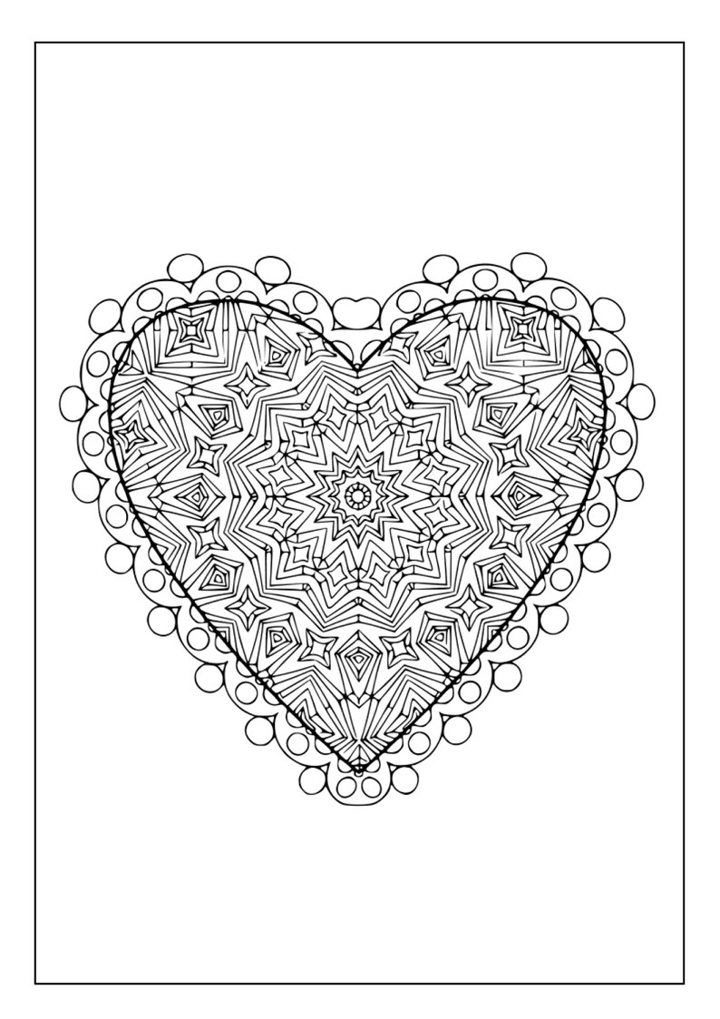 Printable Valentine Hearts Coloring Pages For Kids Adults 45 Pages Digital Download PDF