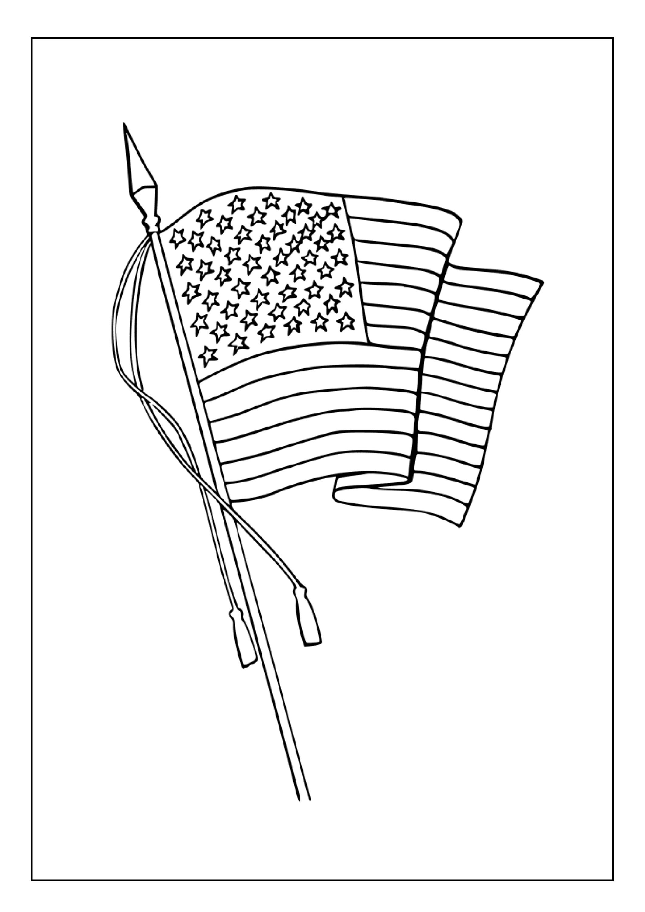 Printable American USA Flag Coloring Pages for Kids and Adults 40