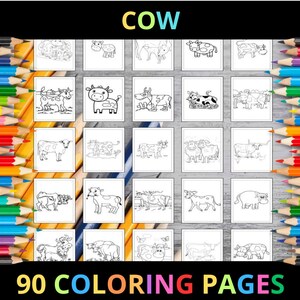 Printable Cow Coloring Pages for Kids and Adults | 90 Pages | Instant ...
