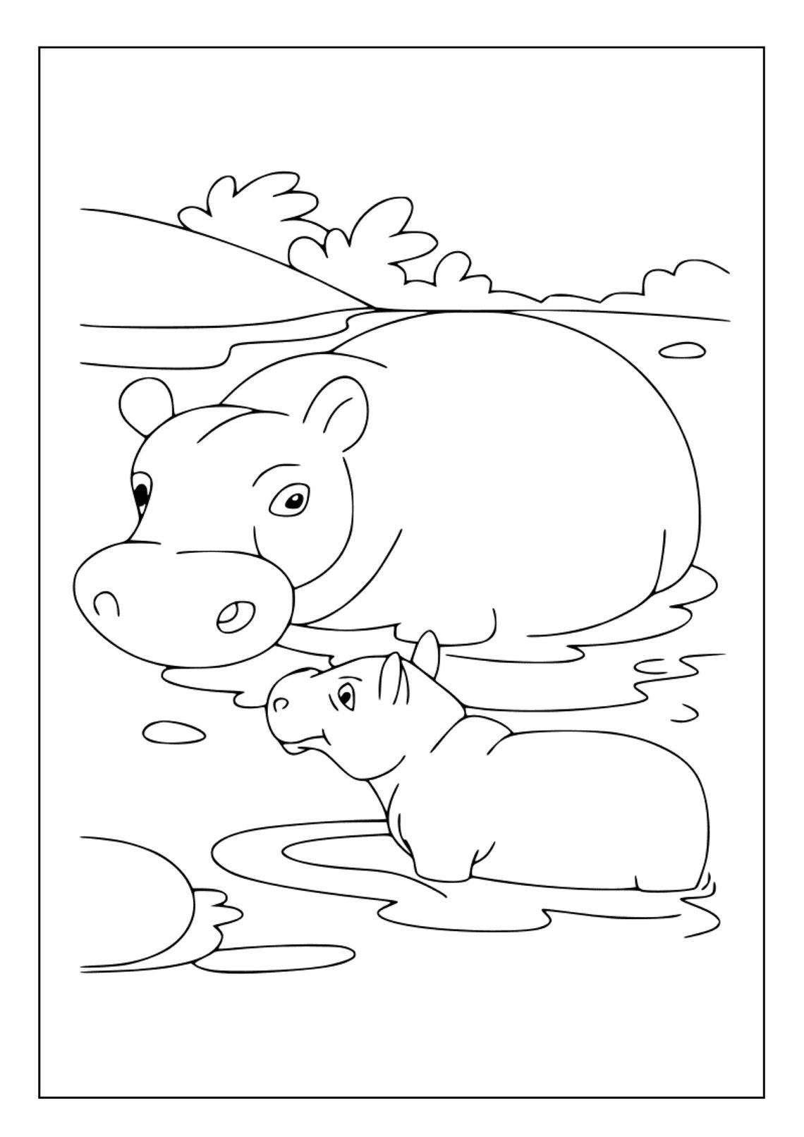 Printable Hippo Coloring Pages for Kids and Adults 90 Pages Etsy
