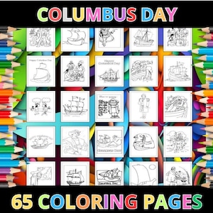Printable Columbus Day Coloring Pages for Kids & Adults | 65 Pages | Instant Digital Download PDF | Columbus Day Coloring Sheets Collection