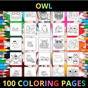 Printable Owl Coloring Pages for Kids and Adults | 100 Pages | Instant Digital Download | PDF | Printable Cute Wise Owls Coloring Sheets