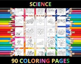 Printable Science Coloring Pages for Kids and Adults | 90 Pages | Instant Digital Download | PDF | Cute Physics & Biology Coloring Sheets