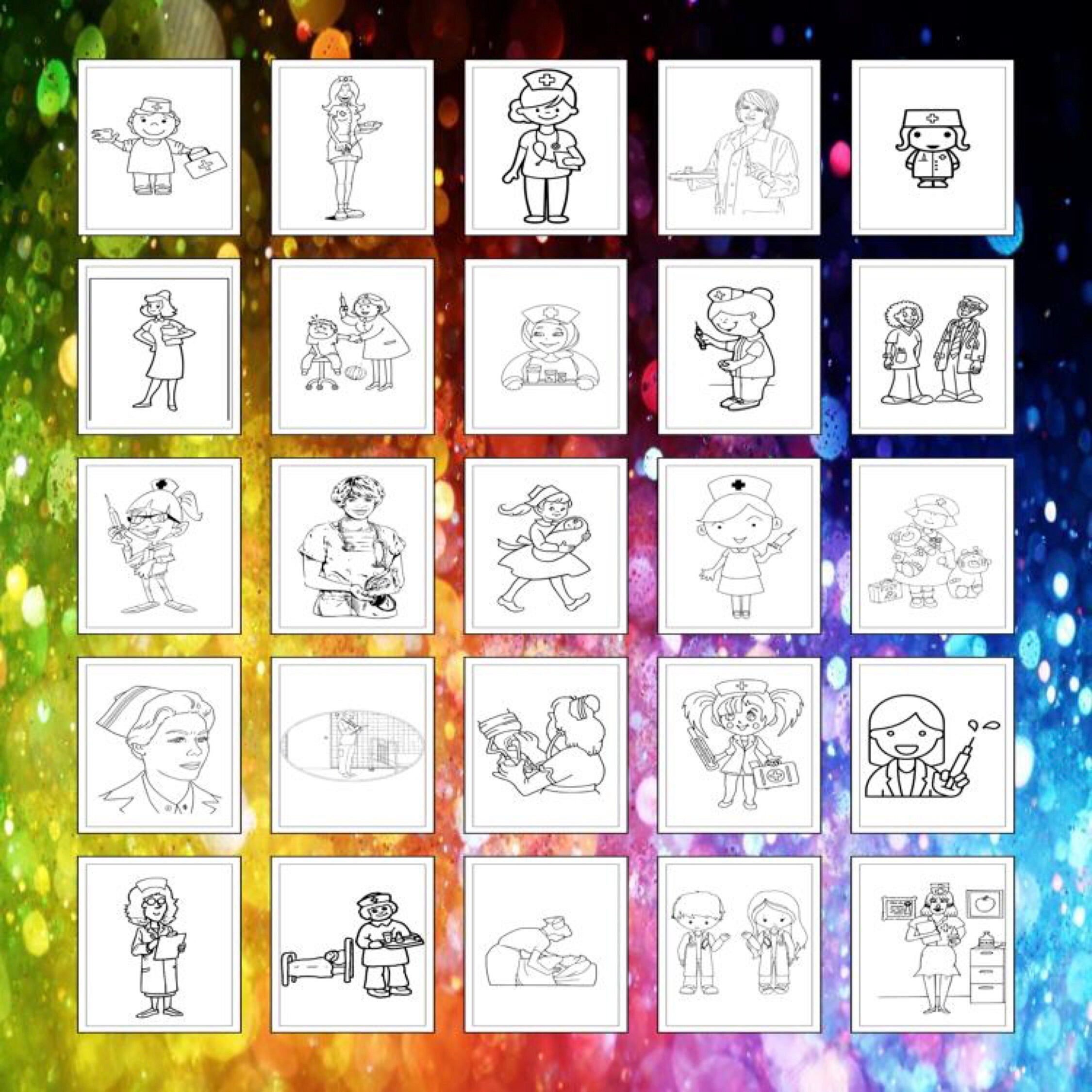 Printable Nurse Coloring Pages for Kids & Adults 90 Pages Instant