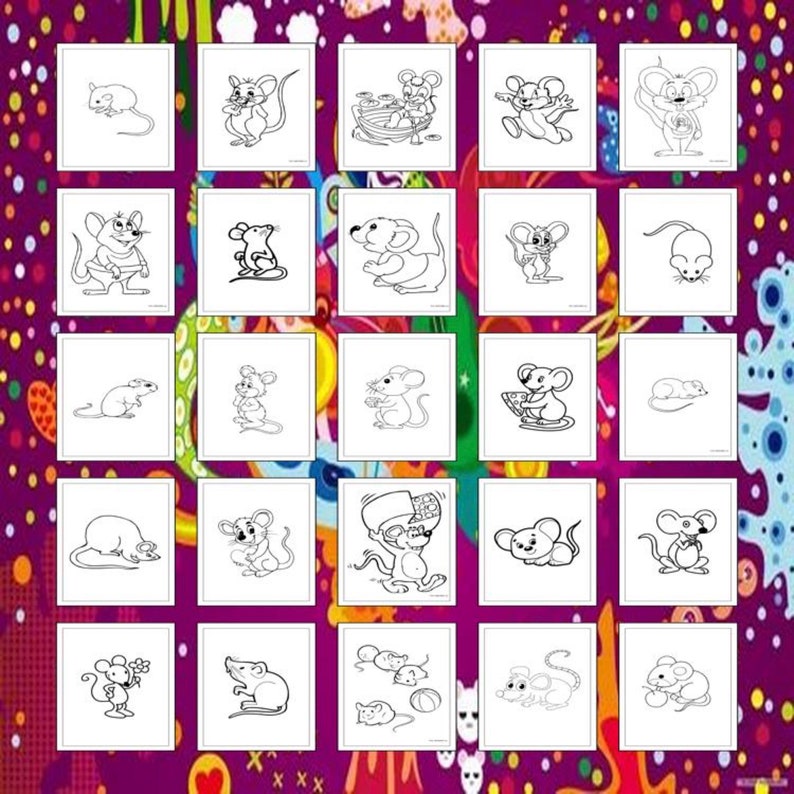 Printable Mouse Coloring Pages for Kids &amp; Adults | 40 Pages | Instant ...