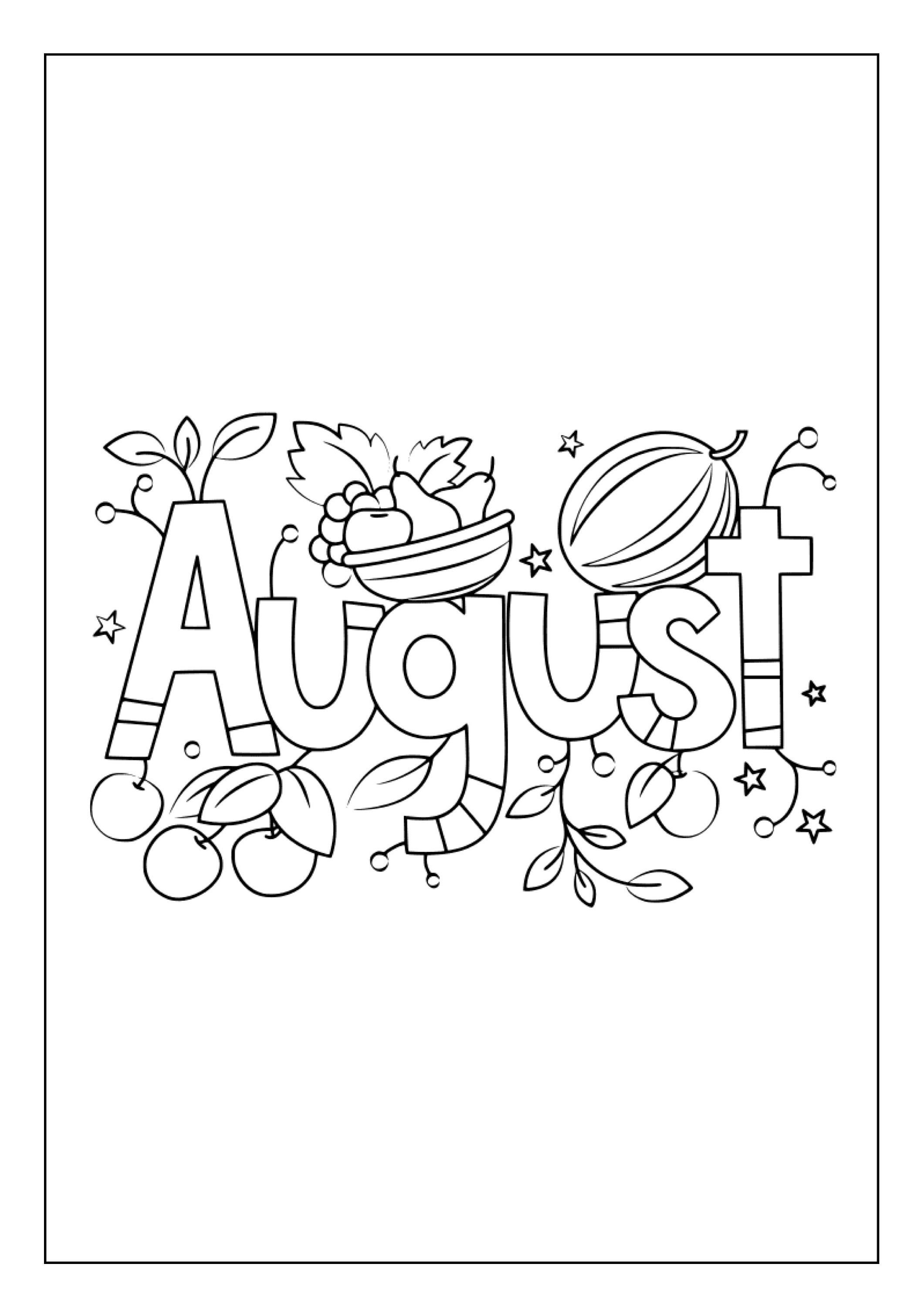 Printable August Coloring Pages for Kids & Adults | 40 Pages | Instant