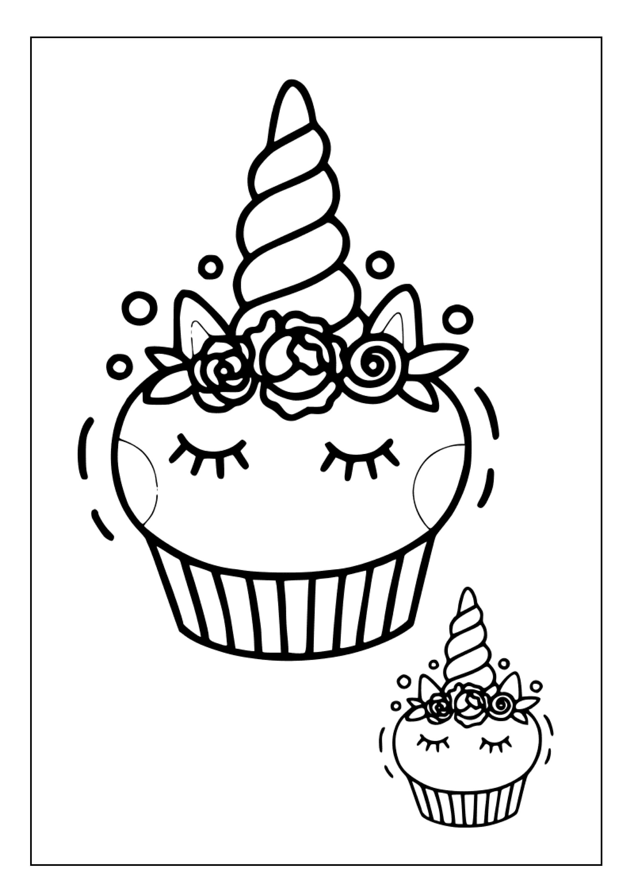 Printable Unicorn Cake Coloring Pages for Kids & Adults 40 Etsy