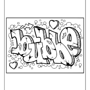 Printable Graffiti Coloring Pages for Kids and Adults 70 Pages Instant ...