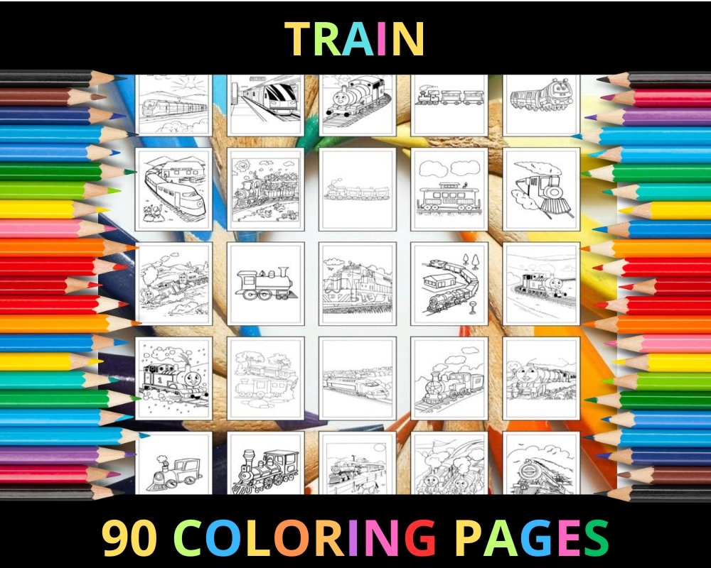 Printable Train Coloring Pages for Kids and Adults | 90 Pages | Instant Digital Download | PDF ...