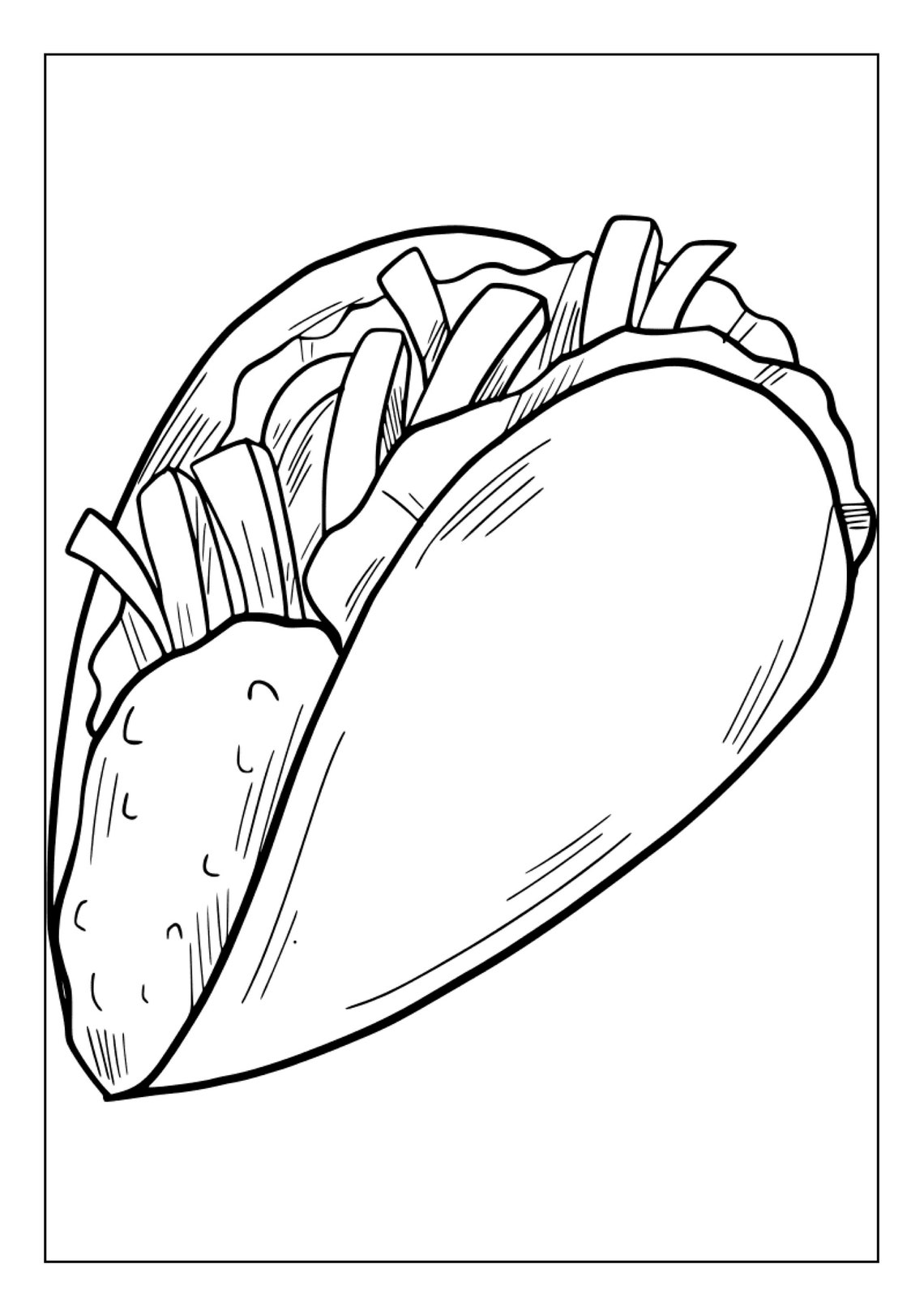 Printable Taco Coloring Pages for Kids and Adults 25 Pages Etsy